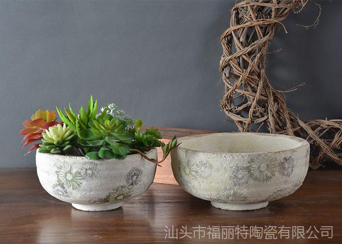 陶韵田园，创意绽放——厂价批发美式乡村大口径陶瓷花盆与多肉拼盆